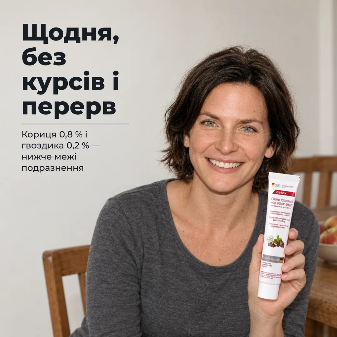 Щодня, без курсів і перерв — Кориця 0,8 % і гвоздика 0,2 % — нижче межі подразнення