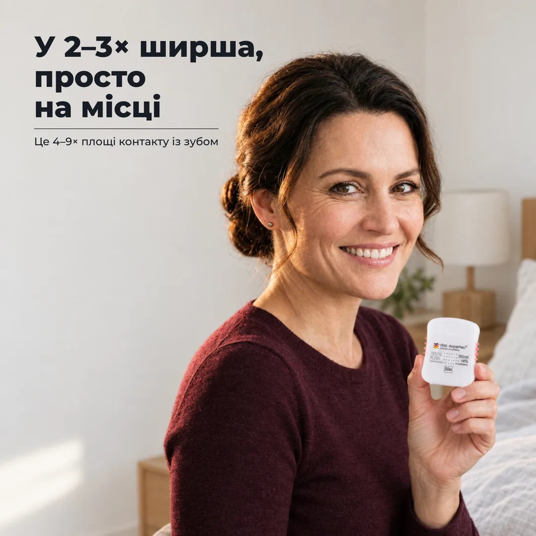 У 2–3× ширша, просто на місці — Це 4–9× площі контакту із зубом