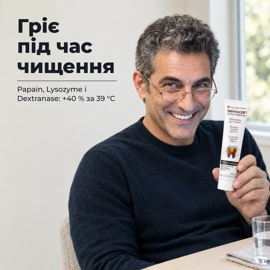 Гріє під час чищення — Papain, Lysozyme і Dextranase: +40 % за 39 °C