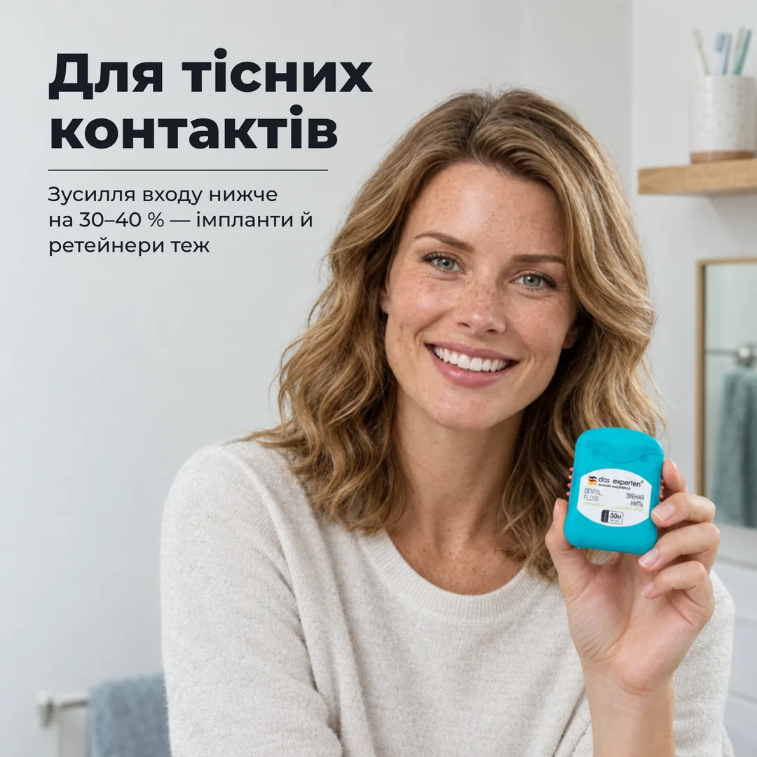 Для тісних контактів — Зусилля входу нижче на 30–40 % — імпланти й ретейнери теж