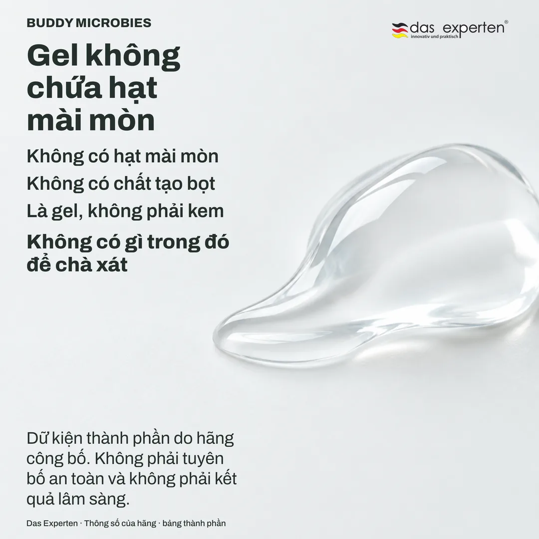 Minh họa gel trong suốt trên đầu bàn chải nhỏ, không bọt: gel không chứa hạt mài mòn theo công bố của hãng