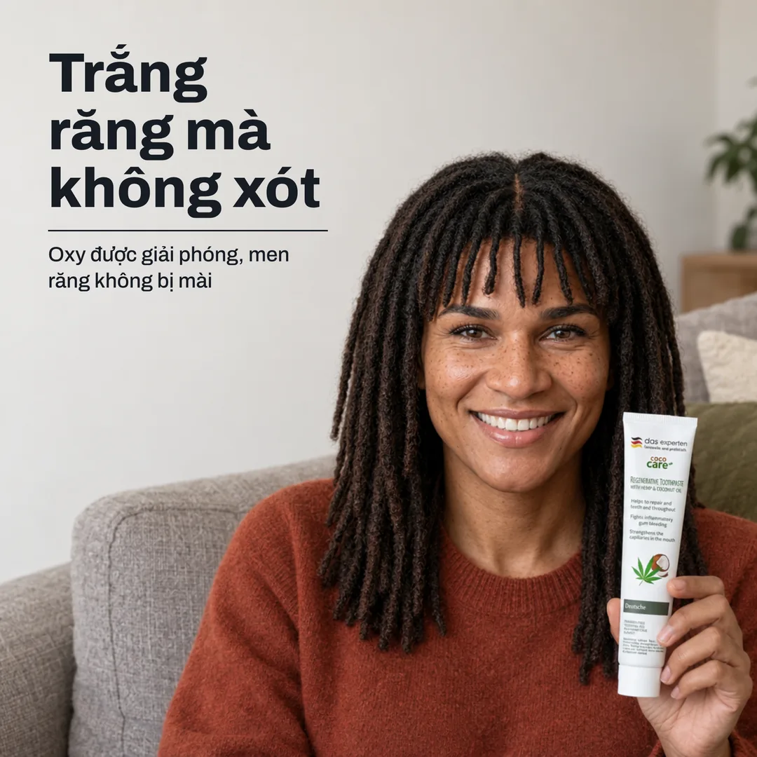 Trắng răng mà không xót — Oxy được giải phóng, men răng không bị mài