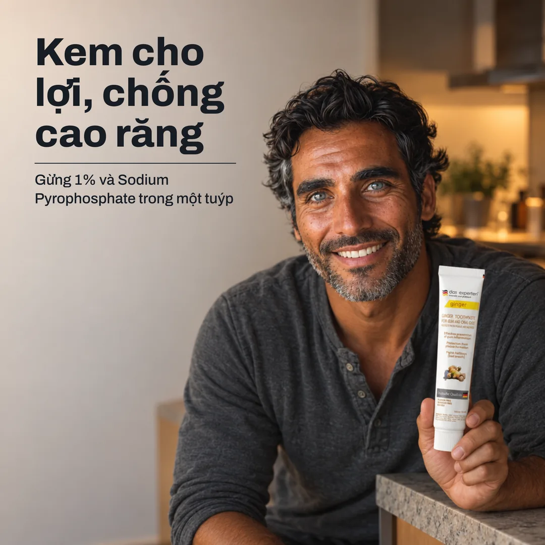 Kem cho lợi, chống cao răng — Gừng 1% và Sodium Pyrophosphate trong một tuýp