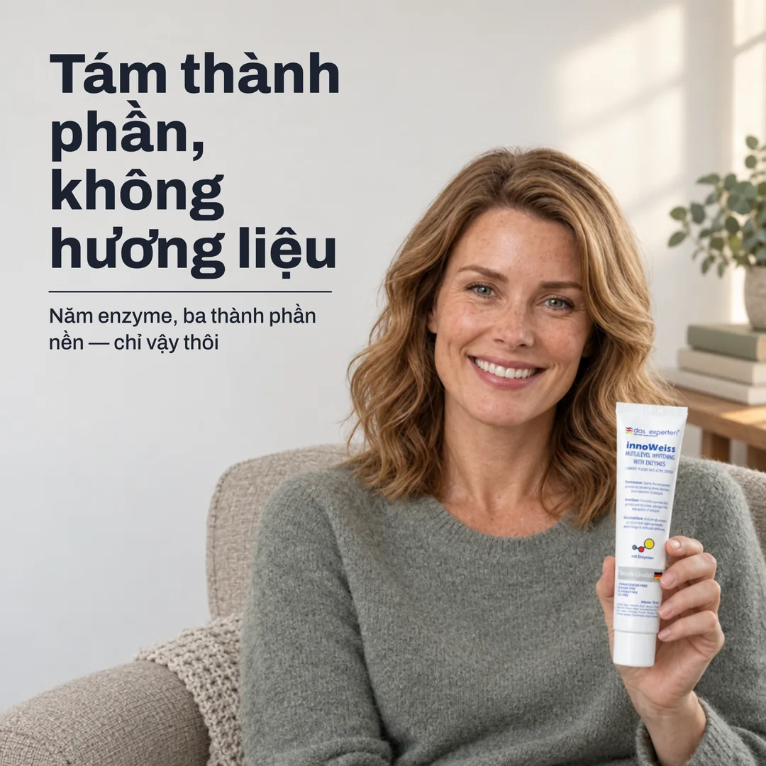 Tám thành phần, không hương liệu — Năm enzyme, ba thành phần nền — chỉ vậy thôi