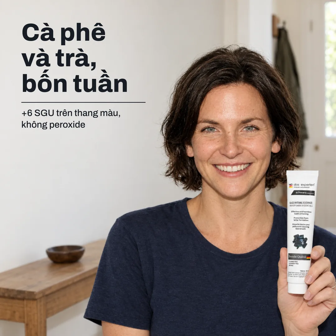 Cà phê và trà, bốn tuần — +6 SGU trên thang màu, không peroxide