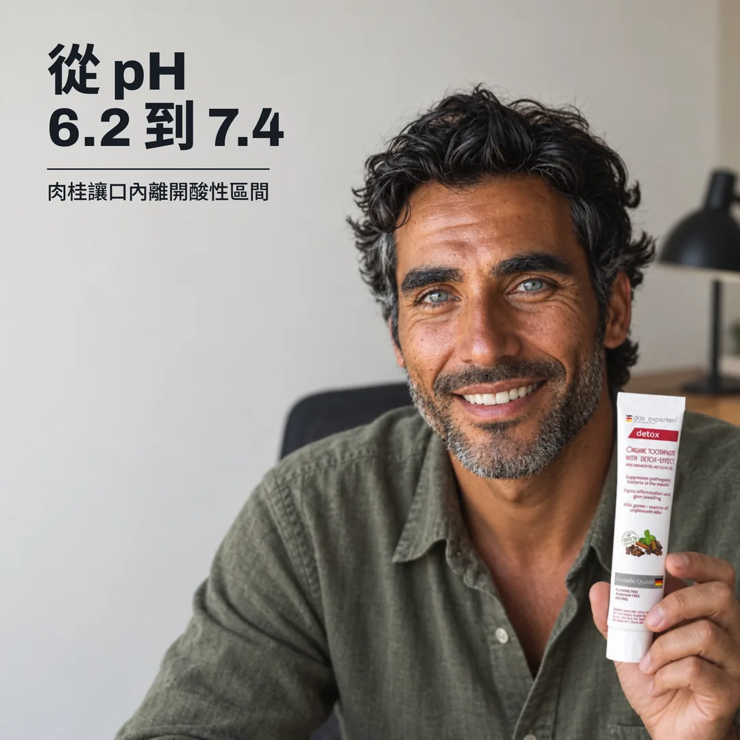 從 pH 6.2 到 7.4 — 肉桂讓口內離開酸性區間