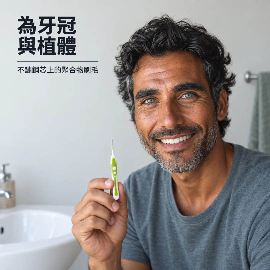 為牙冠與植體 — 不鏽鋼芯上的聚合物刷毛