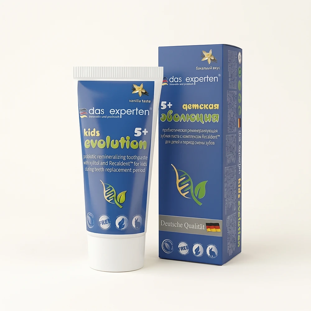 Pastă de dinți · Copii 3–14 — Das Experten evolution kids, Vârste 3–14 · aparate ortodontice