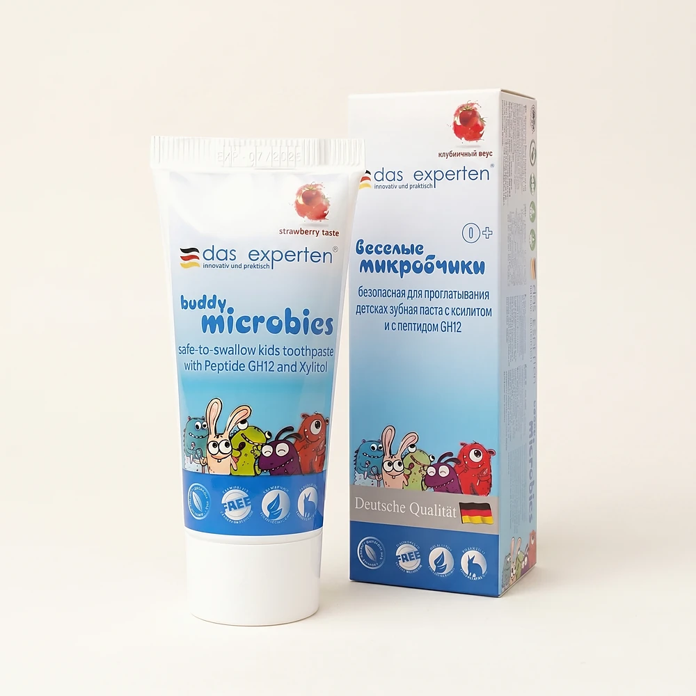 Pastă de dinți · Bebeluși 0+ — Das Experten buddy microbies, Bebeluși 0+ · prevenirea ECC
