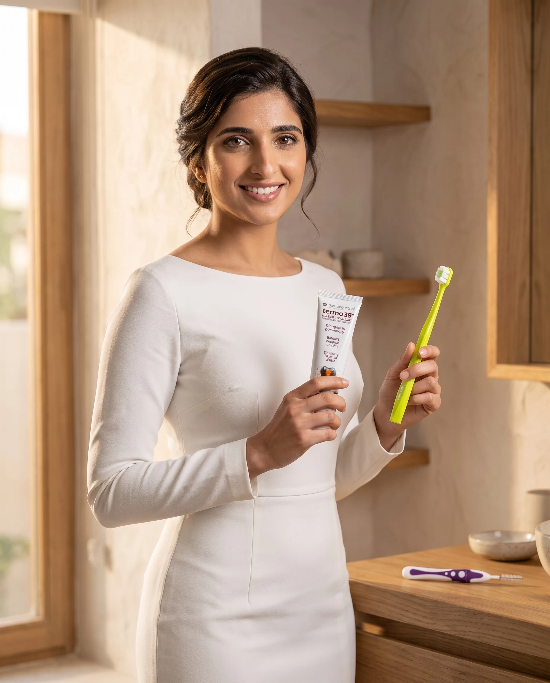 Sensitive routine — paste, brush and floss